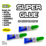 BAZIC 0.07 oz (2g) Super Glue Gel (3/Pack), pack of 24
