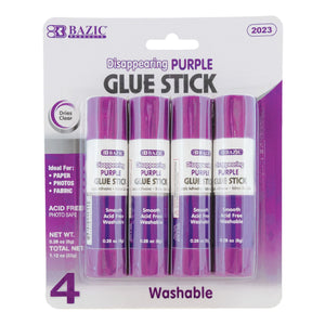 BAZIC 0.28 oz (8g) Washable Disappearing Purple Glue Stick (4/Pack), pack of 24