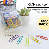 BAZIC Jumbo (50mm) Color Paper Clips (100/Pack), pack of 24