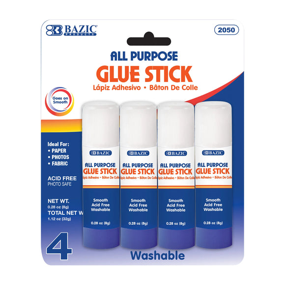BAZIC Premium Glue Stick 8g, White Glue Sticks Acid Free (4/Pack), 24-Packs
