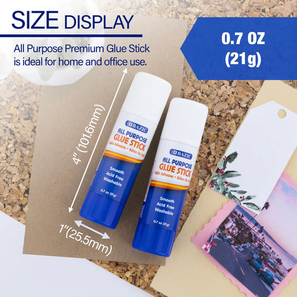 BAZIC 0.7 oz (21g) Premium Glue Stick (2/Pack), pack of 24
