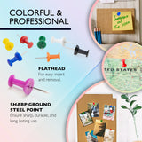 BAZIC Assorted Color Push Pins (100/Pack), pack of 24