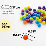 BAZIC Assorted Color Round Push Pins (80/Pack), pack of 24