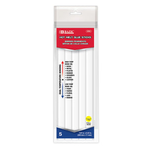 BAZIC 7.87" x 0.43" Dual Temp. Full Size Hot Melt Glue Sticks (5/Bag), pack of 24