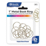 BAZIC 1" Metal Book Rings (12/Pack), pack of 24