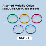 BAZIC 1" Assorted Color Metal Book Rings (10/Pack), pack of 24