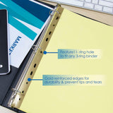 BAZIC Canary Paper Dividers w/ 5-Insertable Color Tabs, pack of 24