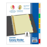 BAZIC Canary Paper Dividers w/ 8-Insertable Color Tabs, pack of 24