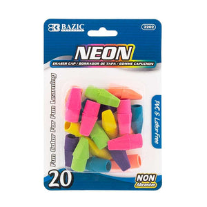 BAZIC Neon Eraser Cap (20/Pack), pack of 24