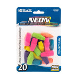 BAZIC Neon Eraser Cap (20/Pack), pack of 24
