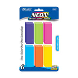 BAZIC Neon Bevel Eraser (6/Pack), pack of 24