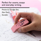 BAZIC Pink Eraser, Latex Free Bevel Erasers, Large Size Block Erasers for Art Drawing School Office Kids Teachers (4/Pack), 1-Pack