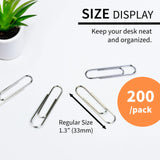 BAZIC No.1 Regular (33mm) Silver Paper Clips (200/Pack), pack of 24
