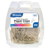 BAZIC No.1 Regular (33mm) Silver Paper Clips (200/Pack), pack of 24