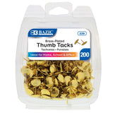 BAZIC Push Pins Gold Metallic Flat Head Steel Thumb Tacks (200/pack), 24-Packs