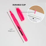 BAZIC Pen Style Fluorescent Highlighters w/ Pocket Clip (5/Pack), pack of 24