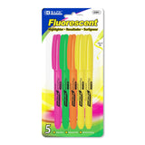 BAZIC Pen Style Fluorescent Highlighters w/ Pocket Clip (5/Pack), pack of 24