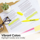 BAZIC Yellow Pen Style Fluorescent Highlighters w/ Pocket Clip (12/Box), pack of 12