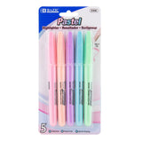 BAZIC Pen Style Pastel Highlighters w/ Pocket Clip (5/Pack), pack of 24