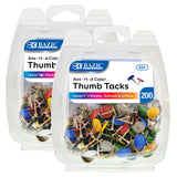 BAZIC Assorted Color Thumb Tack (150/Pack), pack of 24