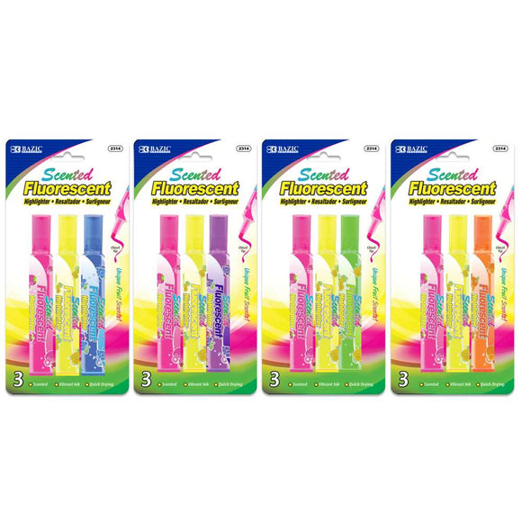 BAZIC Fruit Scented Highlighters (3/Pack), pack of 24