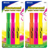 BAZIC Desk Style Fluorescent Highlighters (3/Pack), pack of 24
