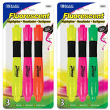 BAZIC Desk Style Fluorescent Highlighters w/ Cushion Grip (3/Pack), pack of 24
