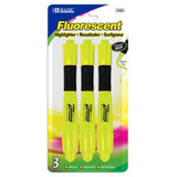 BAZIC Yellow Desk Style Fluorescent Highlighters w/ Cushion Grip (3/Pack), pack of 24