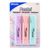 BAZIC Pastel Highlighters w/ Pocket Clip (3/Pack), pack of 24