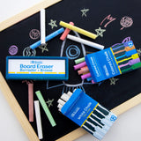 BAZIC 12 Color & 12 White Chalk w/ Eraser Set, pack of 24