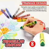 BAZIC 8 Color Premium Jumbo Triangle Crayons, pack of 24