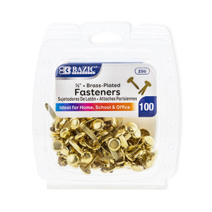 BAZIC 1/2" Brass-Plated Fasteners (100/Pack), pack of 24