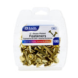 BAZIC 1" Brass-Plated Fasteners (100/Pack), pack of 24