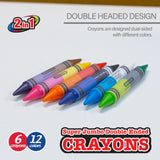 BAZIC 12 Color Double-Ended Premium Super Jumbo Crayons, pack of 24