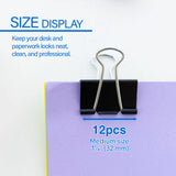 BAZIC Medium 1 1/4" (32mm) Black Binder Clip (8/Pack), pack of 24