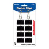 BAZIC Medium 1 1/4" (32mm) Black Binder Clip (8/Pack), pack of 24