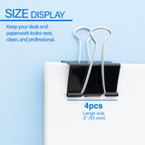 BAZIC Large 2" (51mm) Black Binder Clip (4/Pack), pack of 24