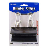 BAZIC Large 2" (51mm) Black Binder Clip (4/Pack), pack of 24