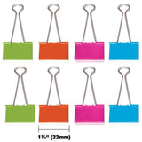 BAZIC Medium 1 1/4" (32mm) Assorted Color Binder Clip (8/Pack), pack of 24