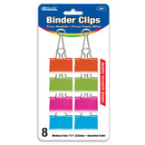 BAZIC Medium 1 1/4" (32mm) Assorted Color Binder Clip (8/Pack), pack of 24