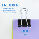 BAZIC Small 3/4" (19mm) Black Binder Clip (12/Box), pack of 12