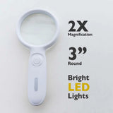 BAZIC 3" Round 2x LED Lighted Magnifier, pack of 12