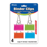 BAZIC Large 2" (51mm) Assorted Color Binder Clip (4/Pack), pack of 24