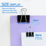 BAZIC Assorted Size Black Binder Clip (12/Pack), pack of 24