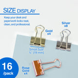 BAZIC Small 3/4" (19mm) Assorted Color Metallic Binder Clip (16/Pack), pack of 24