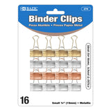 BAZIC Small 3/4" (19mm) Assorted Color Metallic Binder Clip (16/Pack), pack of 24