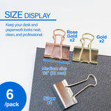 BAZIC Medium 1 1/4" (32mm) Assorted Color Metallic Binder Clip (6/Pack), pack of 24