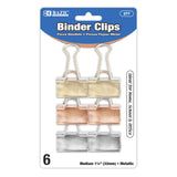 BAZIC Medium 1 1/4" (32mm) Assorted Color Metallic Binder Clip (6/Pack), pack of 24