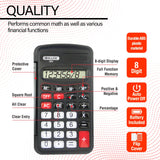 BAZIC 8-Digit Pocket Size Calculator w/ Flip Cover, pack of 24