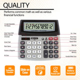 BAZIC 12-Digit Dual Power Desktop Calculator w/ Adjustable Display, pack of 12